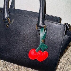 Cherry heart bag charm